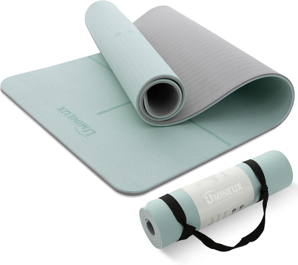 Yoga Mat Extra Thick 1/3'' & 2/5" Non Slip Yoga Mats for Women Eco Friendly TPE Fitness Exercise Mat with Carrying Sling & Storage Bag