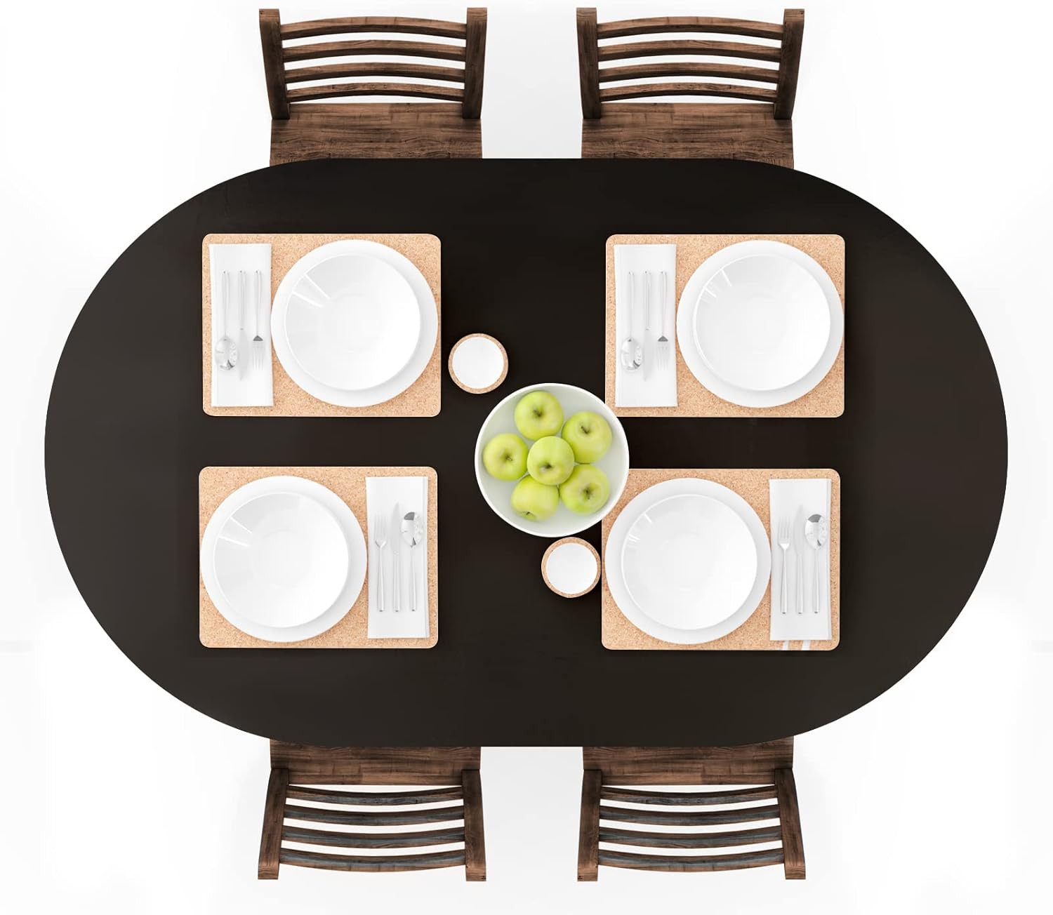 Fitted Vinyl Tablecloth with Elastic Edged & Flannel Backing, Waterproof Wipeable Round Table Cover for Indoor Outdoor Patio Use