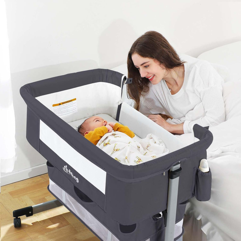 Baby Crib,3 in 1 Baby Bassinet Bedside Crib Adjustable Portable Bed for Infant,Baby Newborn Must Have Bed