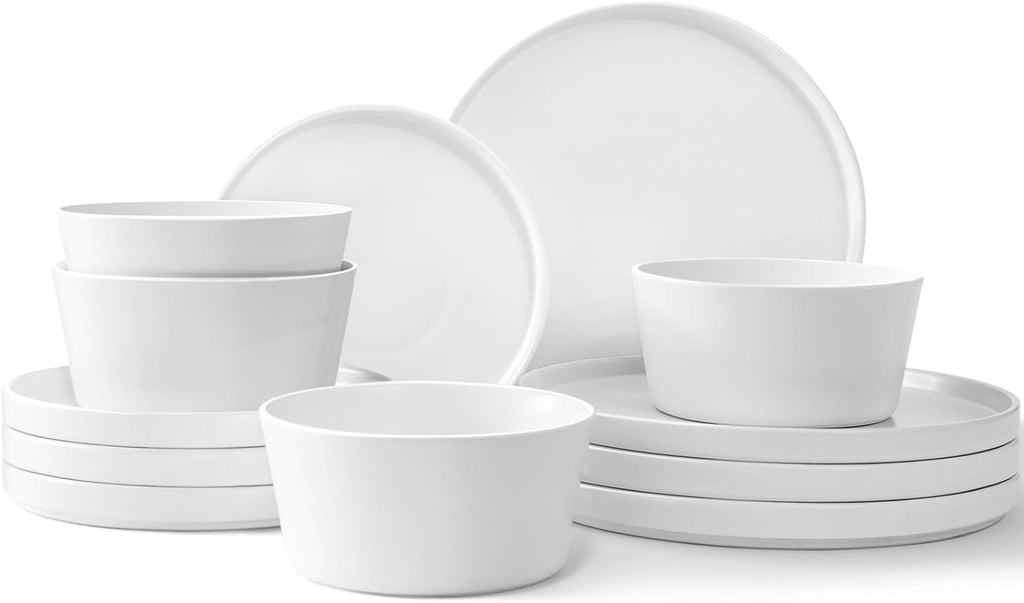12-Piece Plates and Bowls Sets,Ceramic Dinnerware Sets for 4, Chip Resistant and Scratch Dish Set, Dining Dinner Porcelain Dishware, Microwave and Dishwasher Safe