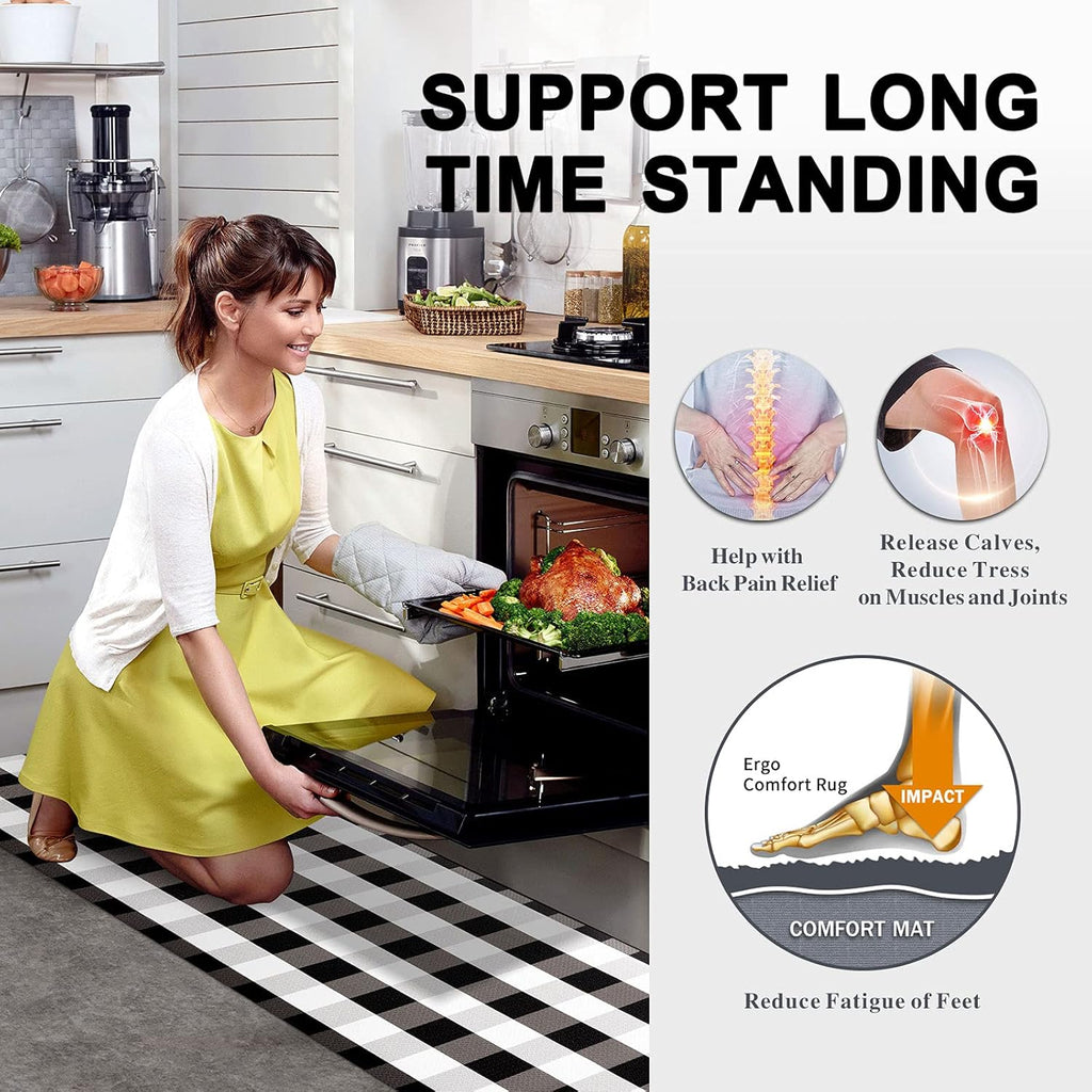 Non Slip Kitchen Mat Anti Fatigue Standing Mats Cushioned Comfort Kitchen Floor Mats PVC Waterproof Runner Rug for Standing Desk, Kitchen, Office