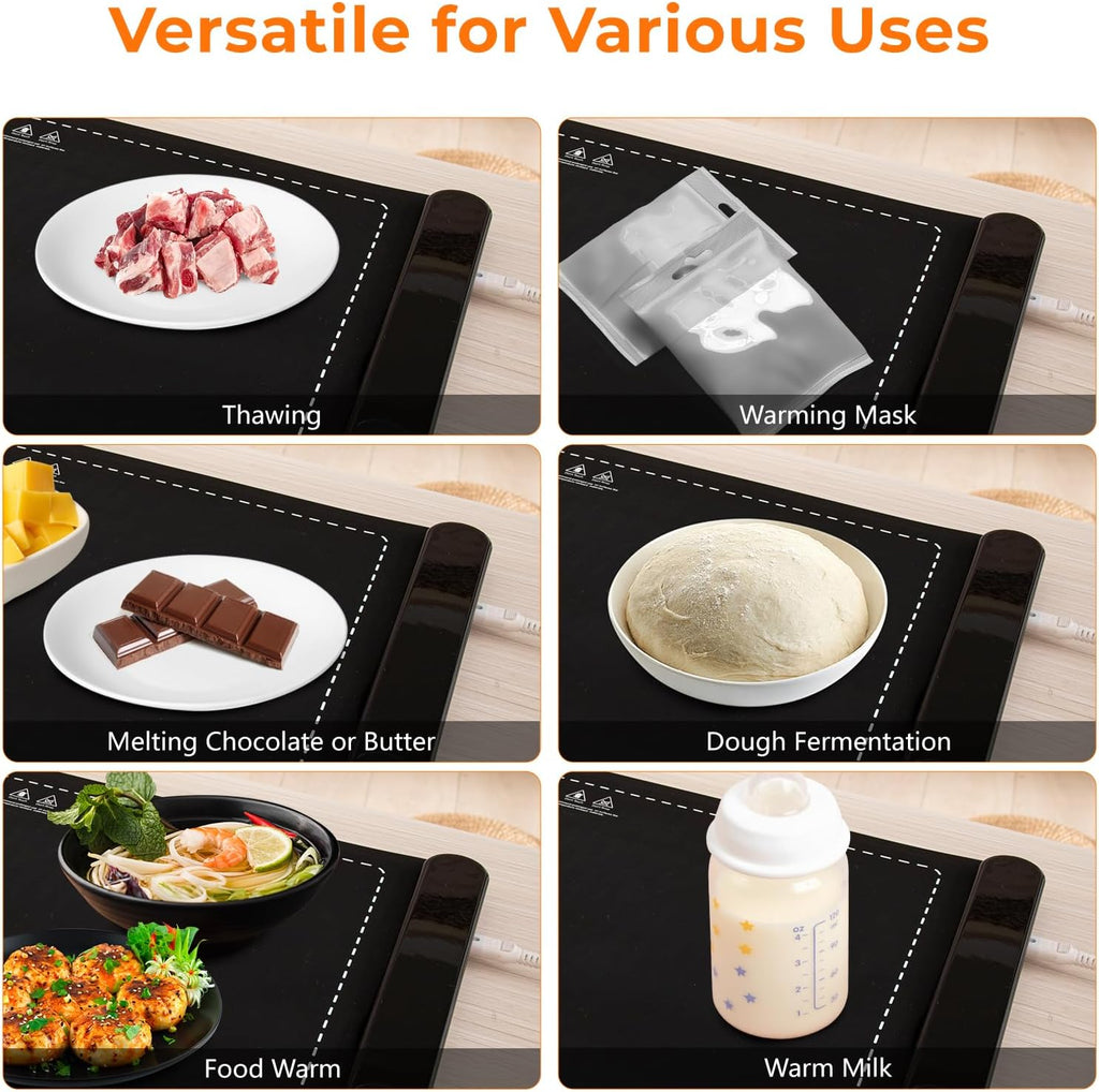 Warming Mat for Food, Portable Electric Warming Tray with 6 Tempmaster Adjustable, Silicone Heating Mat for Food, Food Warmer for Buffet Party Family Gathering Kitchen