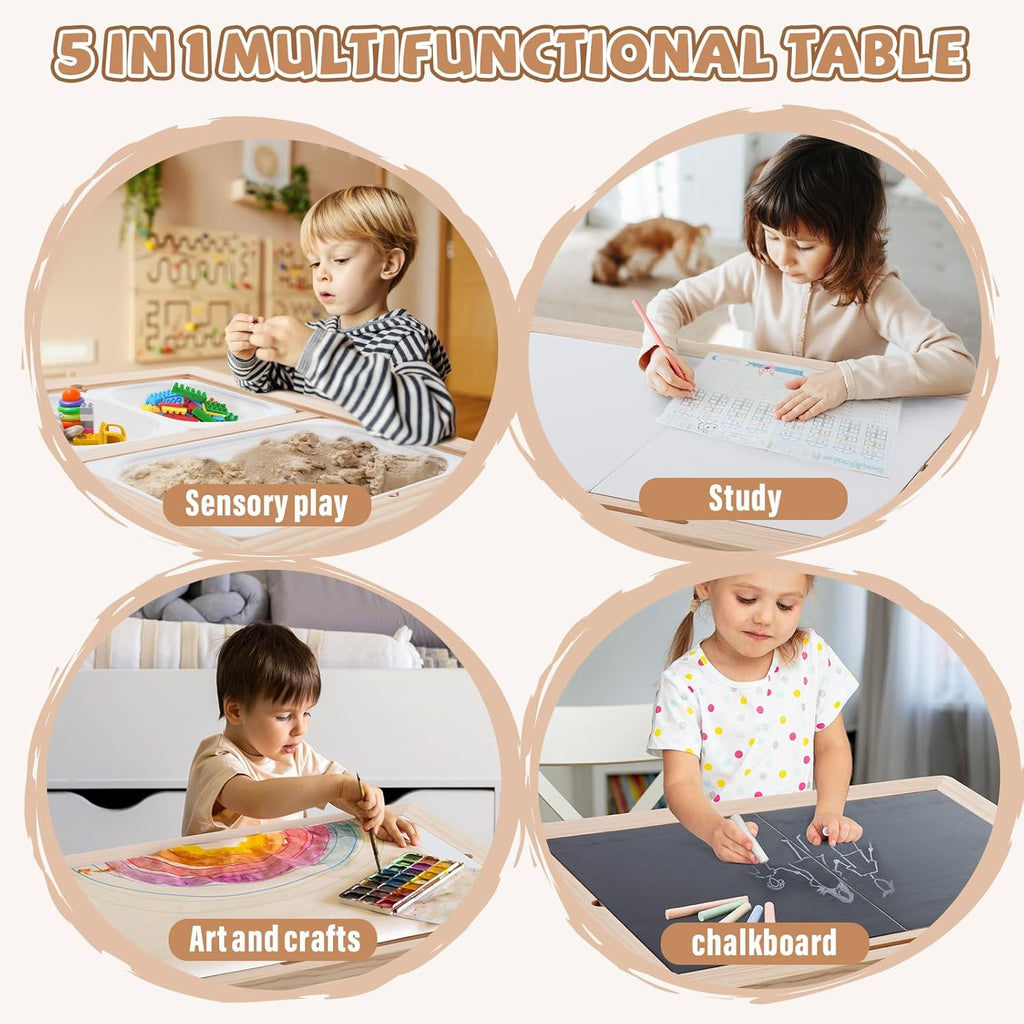 wingyz Kids Table for Play Study Dining Toys Storage, Sensory Tables for Toddler, Activity Table with Storage Bins Birthday Gifts for Boys and Girls