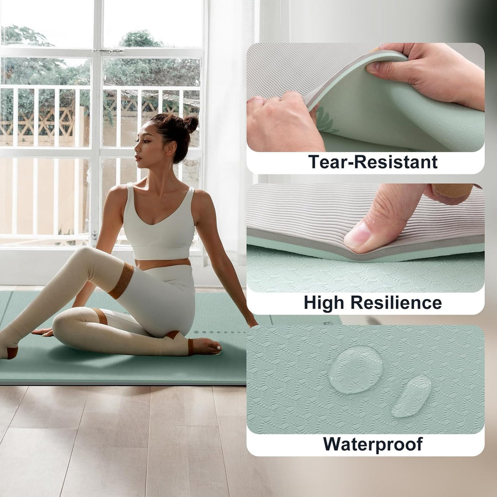 Yoga Mat Extra Thick 1/3'' & 2/5" Non Slip Yoga Mats for Women Eco Friendly TPE Fitness Exercise Mat with Carrying Sling & Storage Bag
