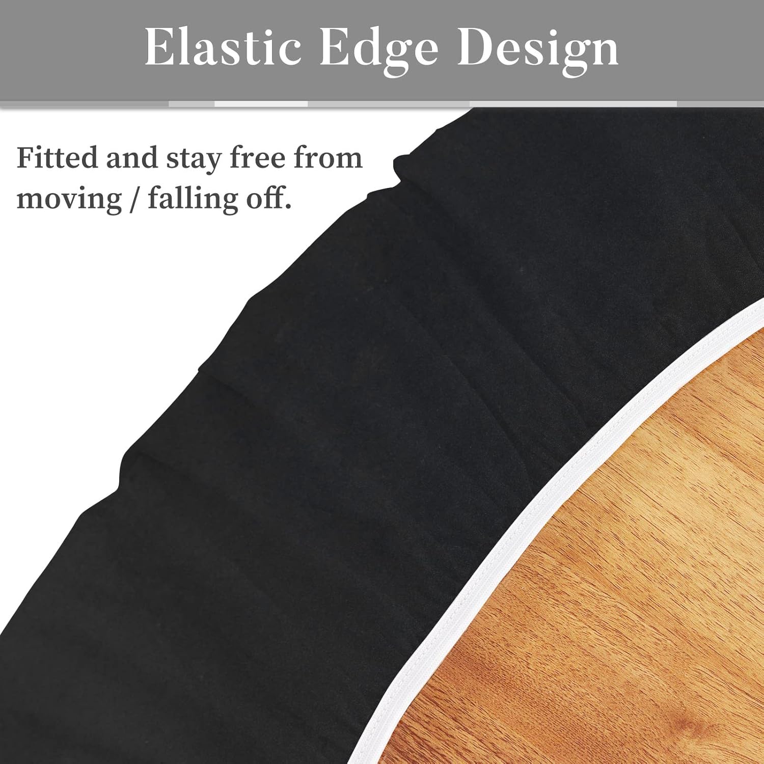 Fitted Vinyl Tablecloth with Elastic Edged & Flannel Backing, Waterproof Wipeable Round Table Cover for Indoor Outdoor Patio Use