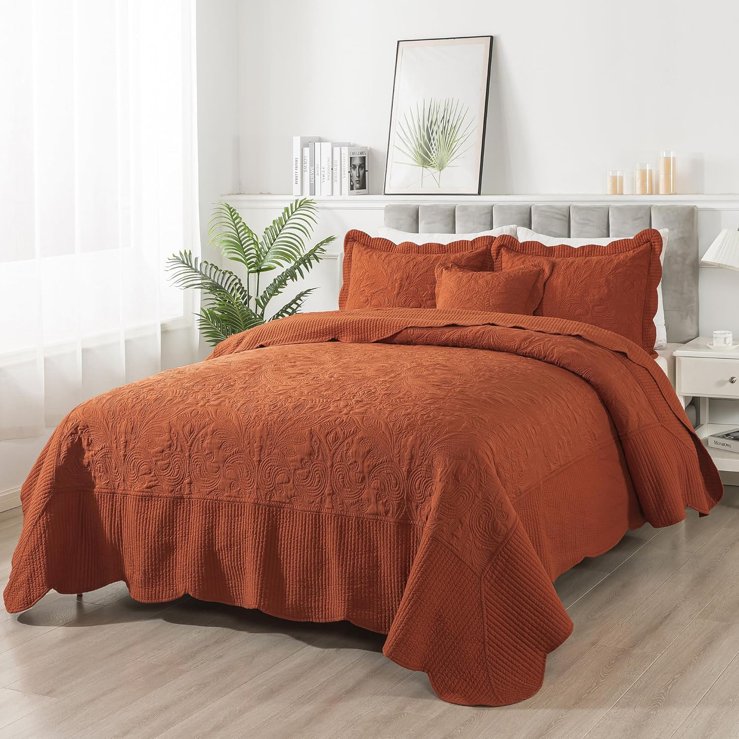 Bedspreads 128x120 - California King Quilts 4-Piece, Cal King Quilt Sets,Rustic Bedding Sets King Size,Reversible Coverlets Lightweight Bedlinen Set for All Season Use-Beige