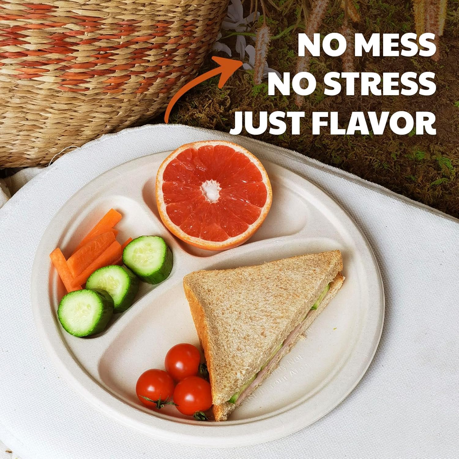 Compostable Paper Plates, 6 Inch Heavy Duty Disposable Plates by Biodegradable Bagasse, Dessert Plates Bulk for Party | Microwave-Safe | Soak-Resistant, Cut Resistant