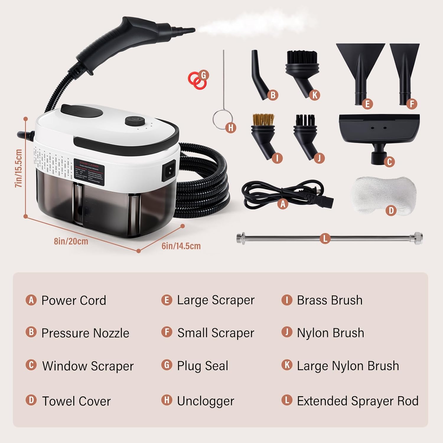 Handheld Pressurized Steam Cleaner with 12pcs Accessories, 1400ml 1.5 Quarts Tank, 3-Level Adjustable Portable Steamer, 15s Heat-Up Steam Cleaner for Home