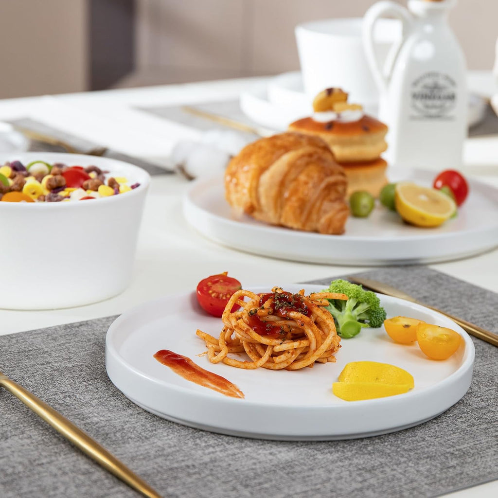 12-Piece Plates and Bowls Sets,Ceramic Dinnerware Sets for 4, Chip Resistant and Scratch Dish Set, Dining Dinner Porcelain Dishware, Microwave and Dishwasher Safe