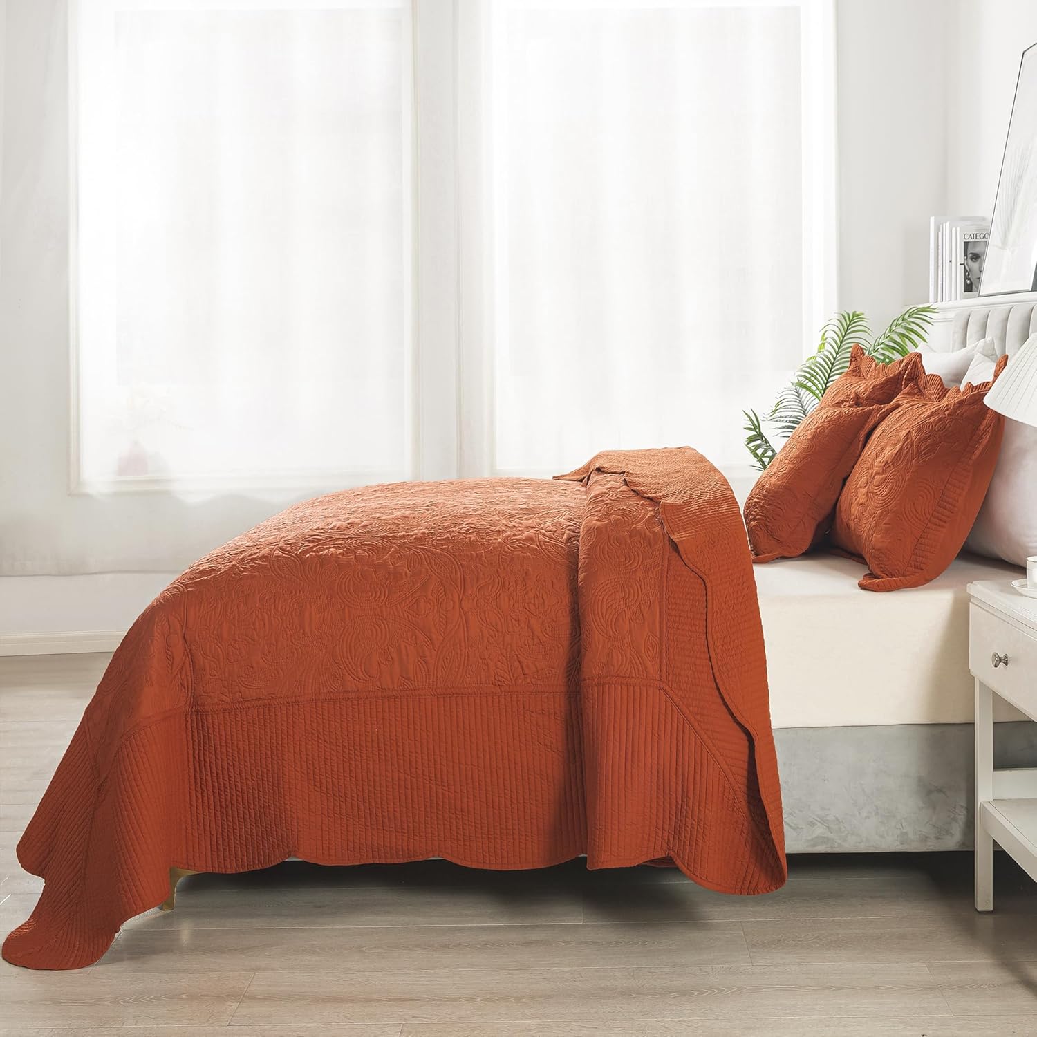 Bedspreads 128x120 - California King Quilts 4-Piece, Cal King Quilt Sets,Rustic Bedding Sets King Size,Reversible Coverlets Lightweight Bedlinen Set for All Season Use-Beige