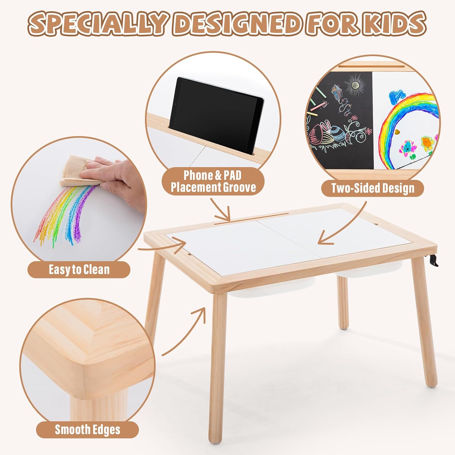 wingyz Kids Table for Play Study Dining Toys Storage, Sensory Tables for Toddler, Activity Table with Storage Bins Birthday Gifts for Boys and Girls