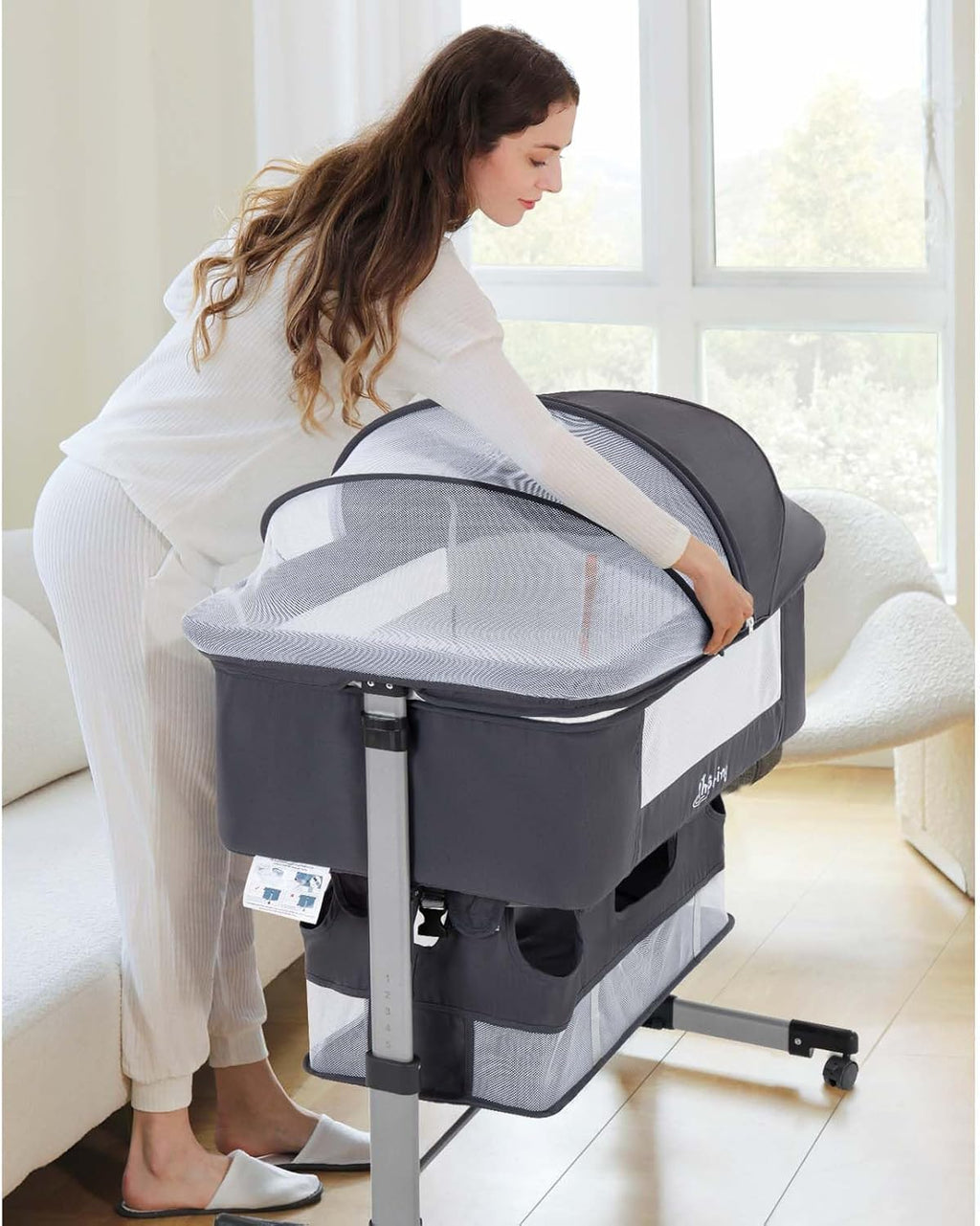 Baby Crib,3 in 1 Baby Bassinet Bedside Crib Adjustable Portable Bed for Infant,Baby Newborn Must Have Bed