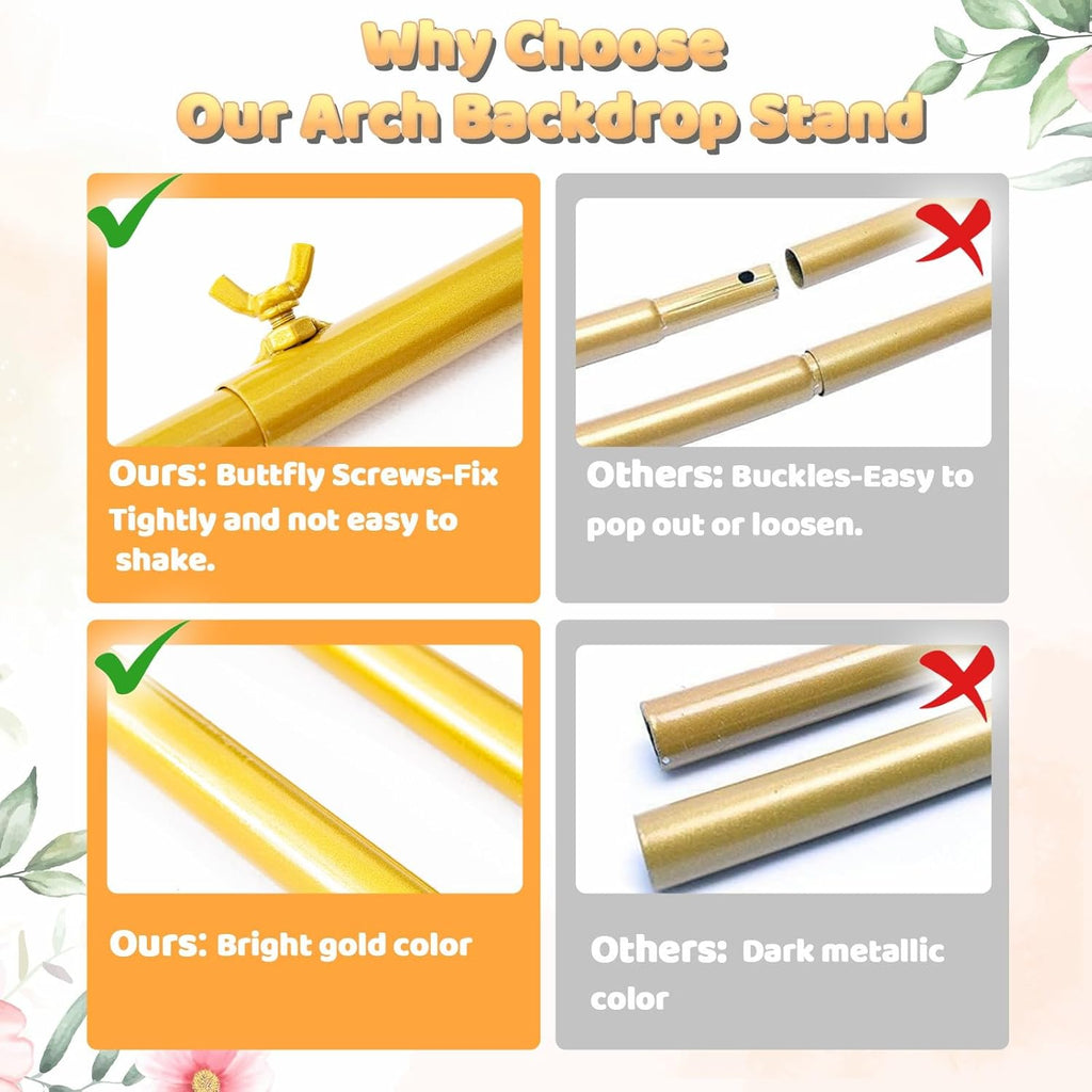 Backdrop Stand 7.2FT Circle Balloon Arch Frame Circle Backdrop Stand Gold Round Arch for Wedding Birthday Party Bridal Shower Anniversary Event Ceremony Decoration