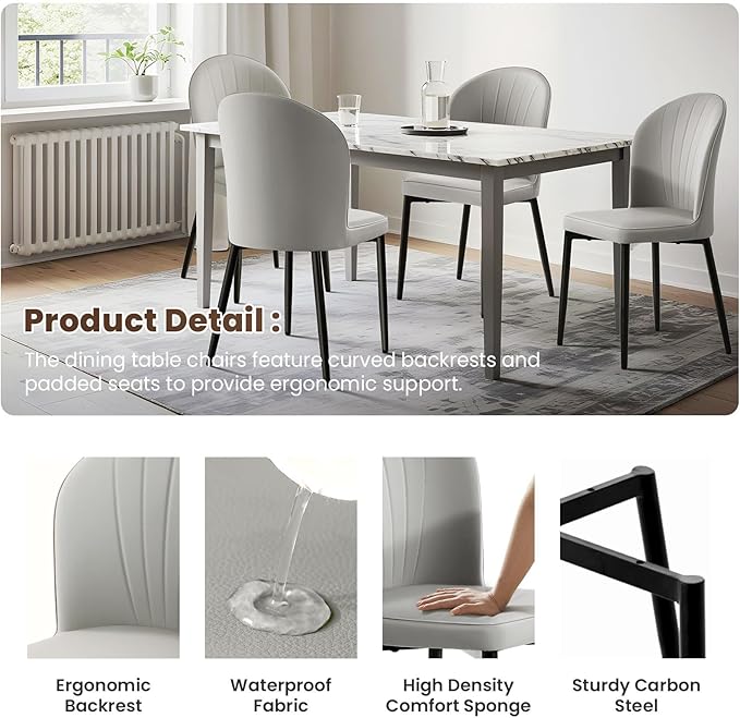 Dining Chairs Set of 2-4, Scratch Resistant Fabric Chairs, Mid Century Modern Heavy Duty Upholstered Dining Chairs for Living Room, Kitchen