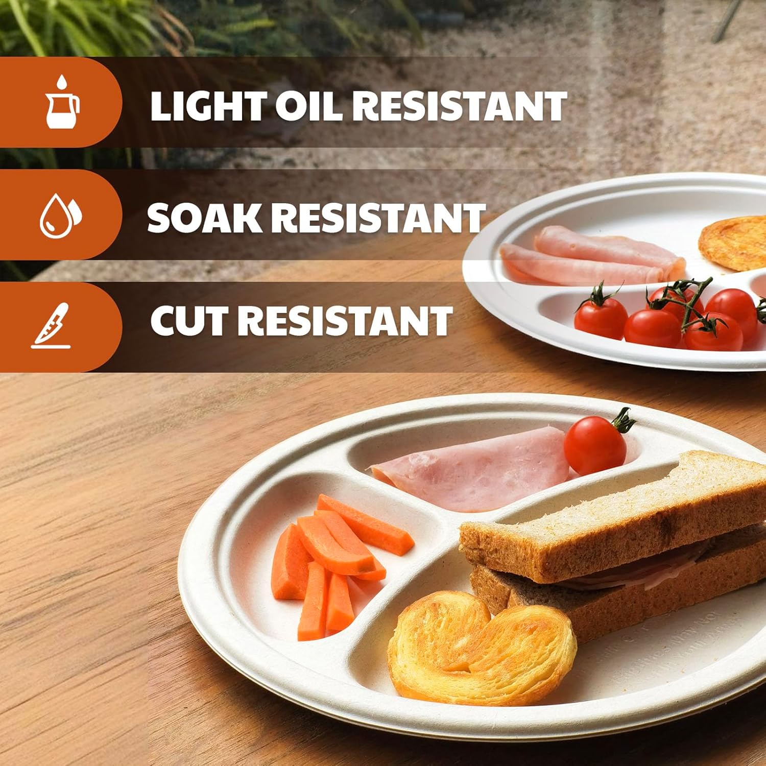 Compostable Paper Plates, 6 Inch Heavy Duty Disposable Plates by Biodegradable Bagasse, Dessert Plates Bulk for Party | Microwave-Safe | Soak-Resistant, Cut Resistant